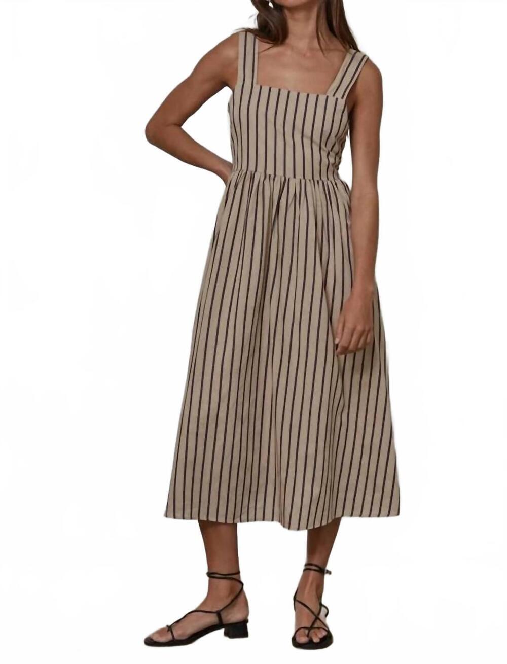 NEW BY TOGETHER coastal striped sundress in brown